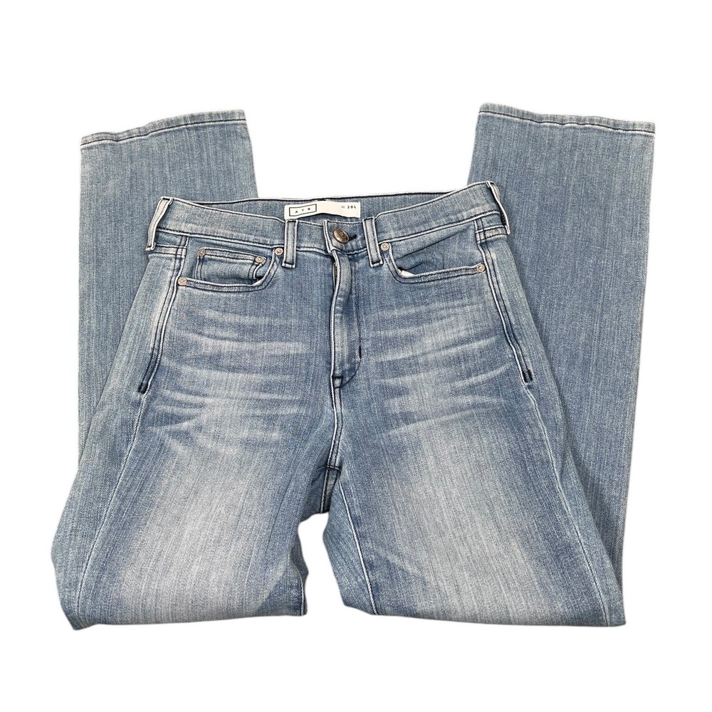 AYR The Pop Jeans Women Size 28X28L Light Blue High Rise Straight Leg Denimr